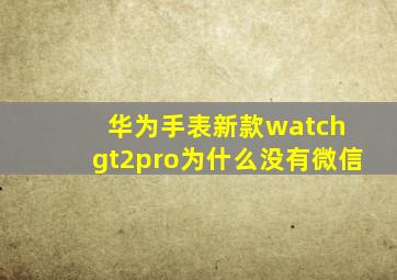 华为手表新款watch gt2pro为什么没有微信